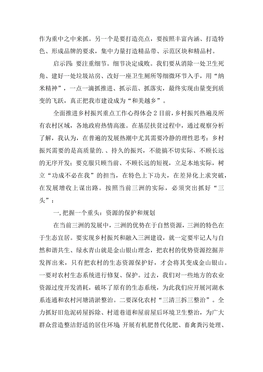 全面推进乡村振兴重点工作心得体会四篇.docx_第2页