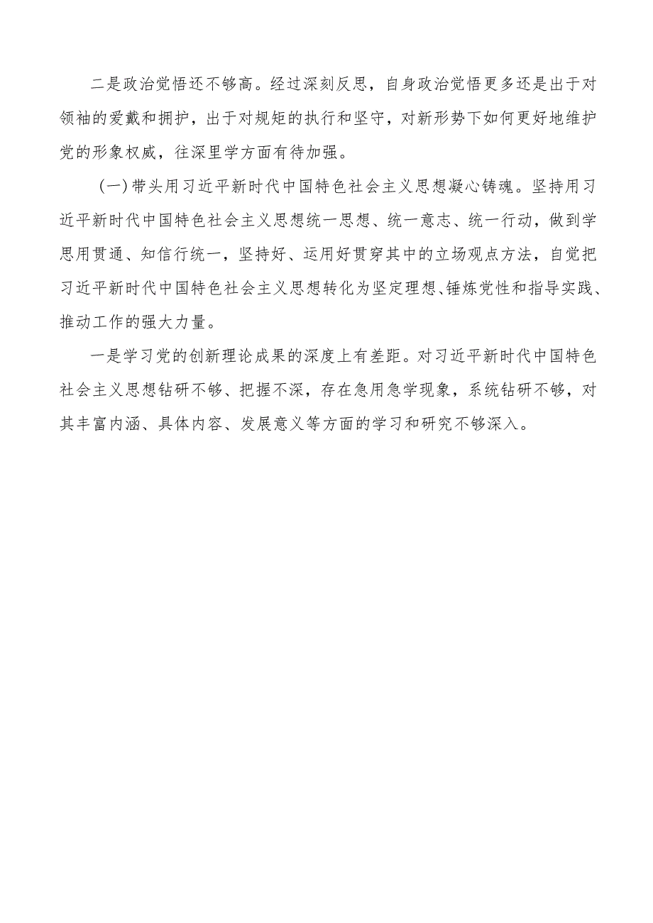 2022年度民主生活会领导干部个人发言提纲.docx_第2页