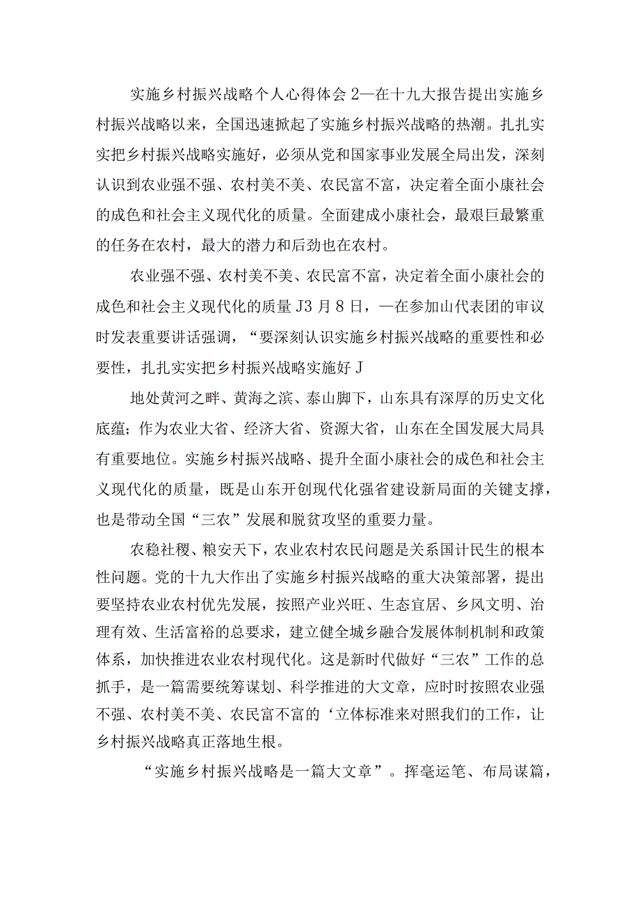 实施乡村振兴战略个人心得体会四篇.docx_第2页