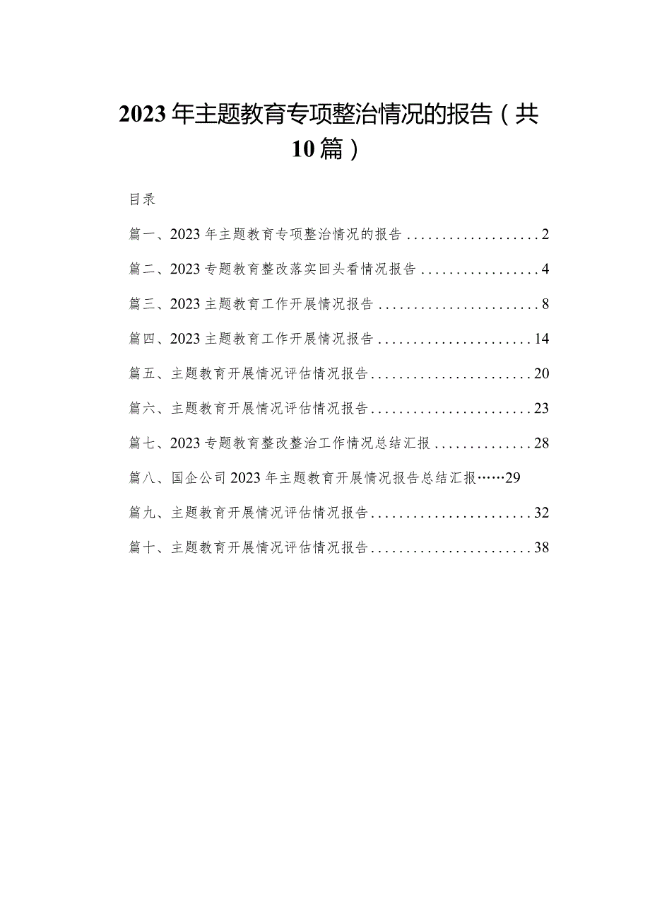 2023年专题教育专项整治情况的报告（共10篇）.docx_第1页