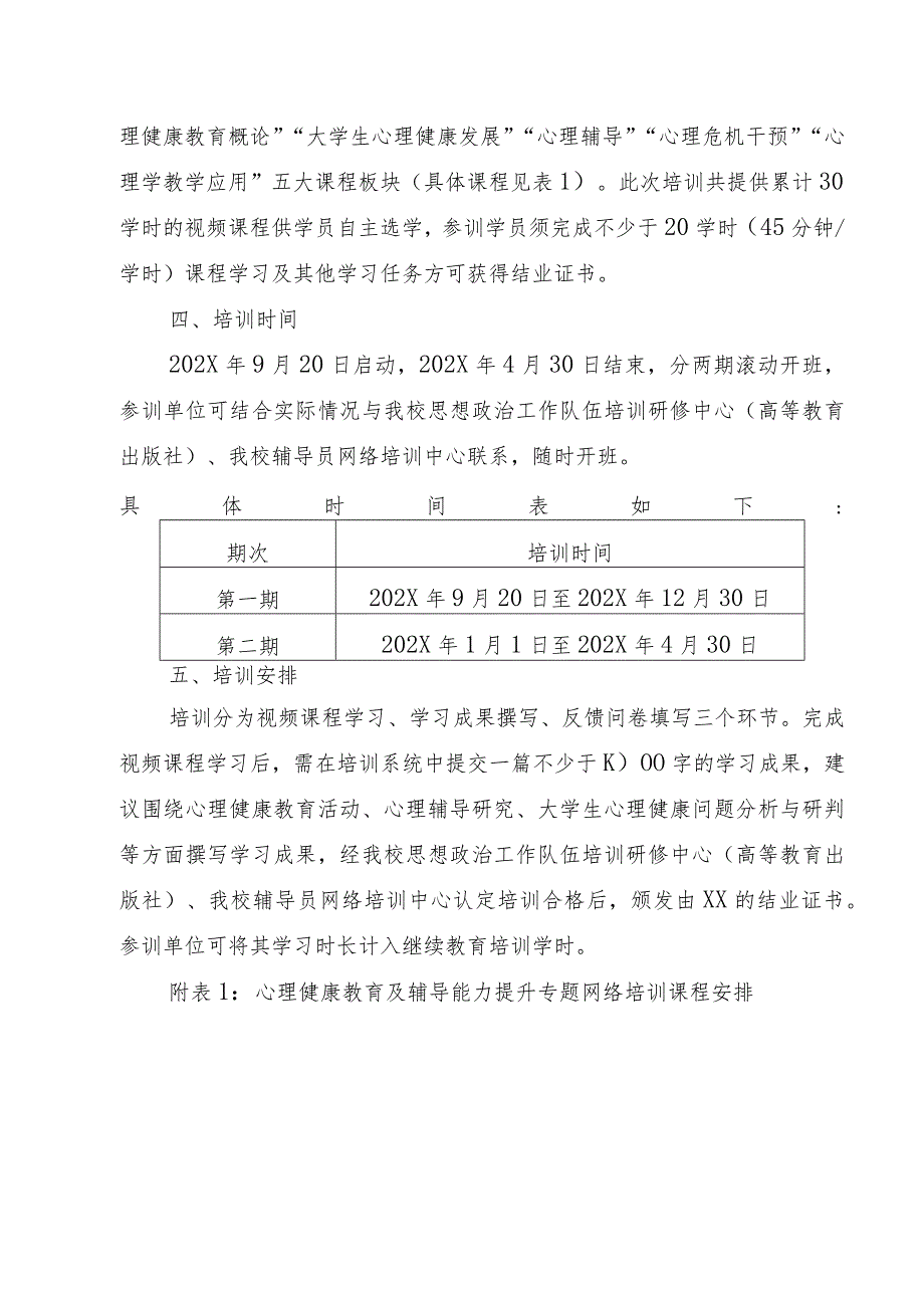 XX大学X心理研究院关于举办心理健康教育及辅导能力提升专题网络培训方案（2023年）.docx_第2页