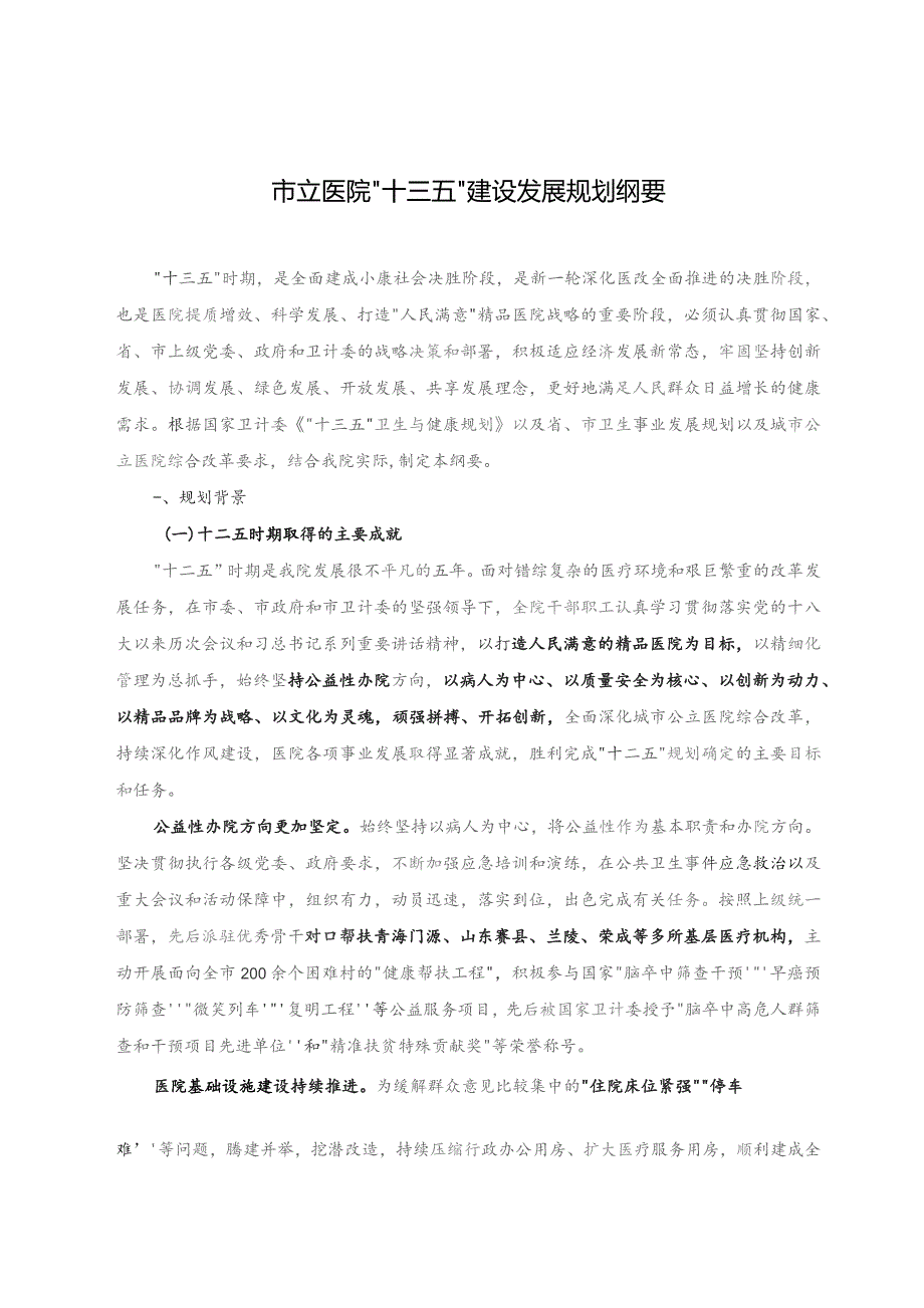 市立医院十三五发展规划.docx_第1页