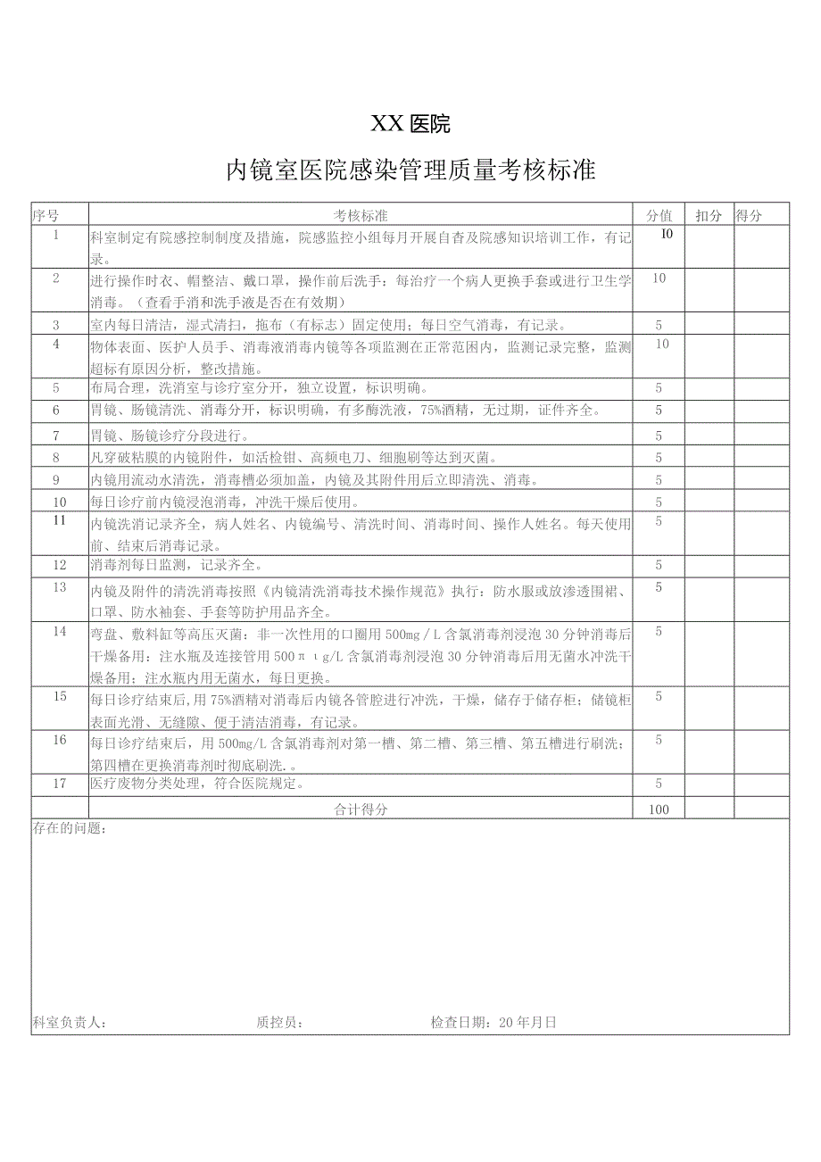 内镜室医院感染管理质量考核标准.docx_第1页