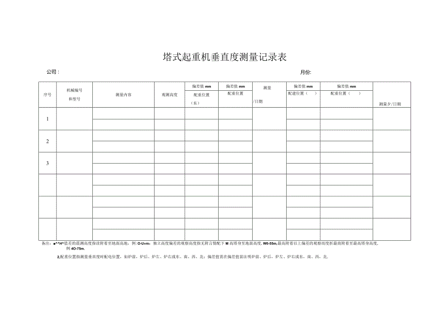 塔式起重机垂直度观测记录表.docx_第1页