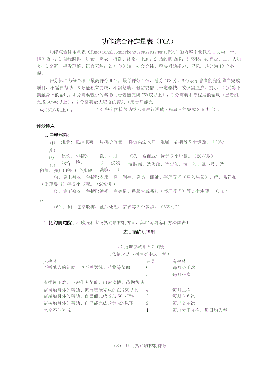 康复医学科功能综合评定量表 (FCA)操作指南.docx_第1页