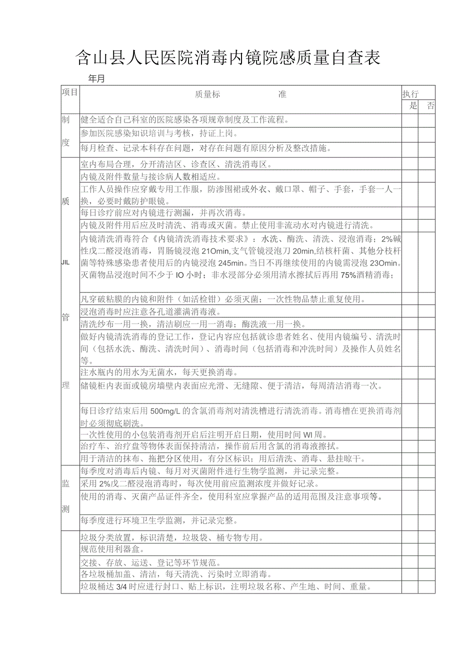 消毒内镜院感质量自查表.docx_第1页