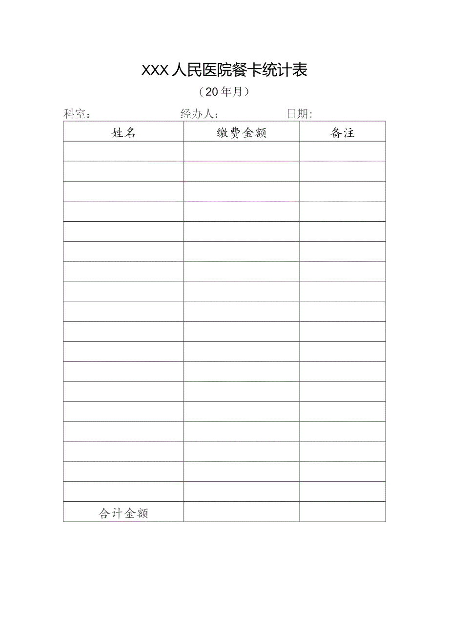 医院各科室餐卡统计表.docx_第1页