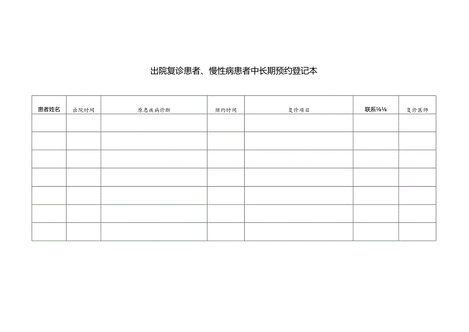 出院复诊患者、慢性病患者中长期预约登记本.docx_第2页