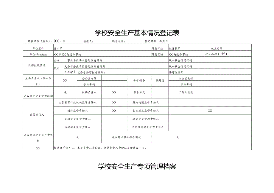 学校安全生产基本情况登记表(模板).docx_第1页