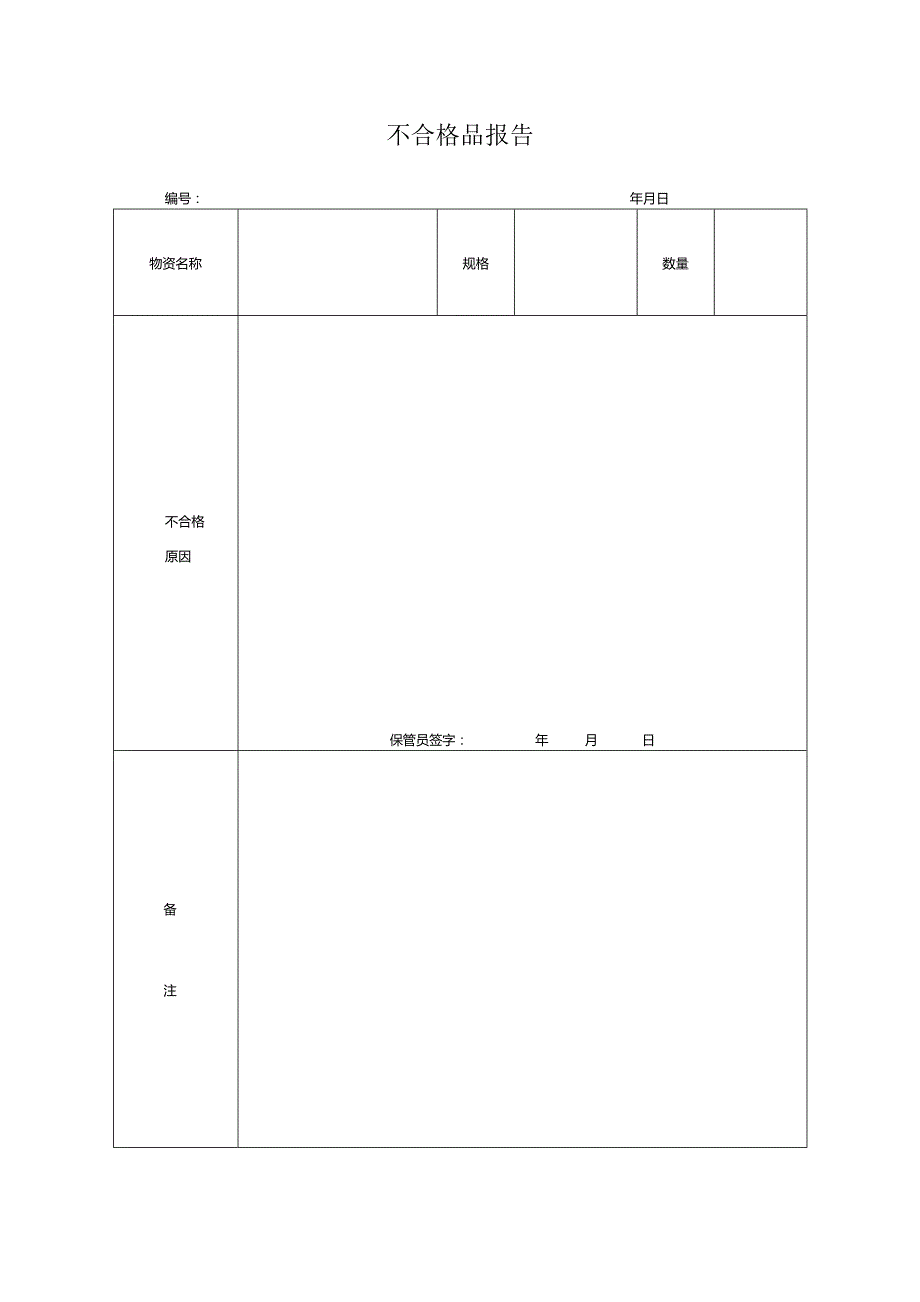 不合格品报告单.docx_第1页