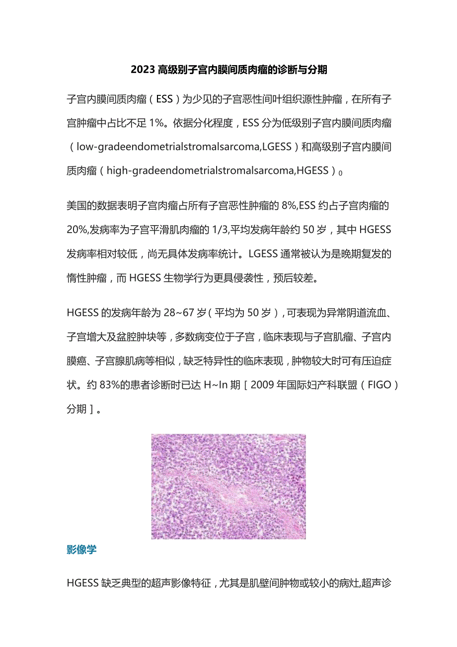 2023高级别子宫内膜间质肉瘤的诊断与分期.docx_第1页