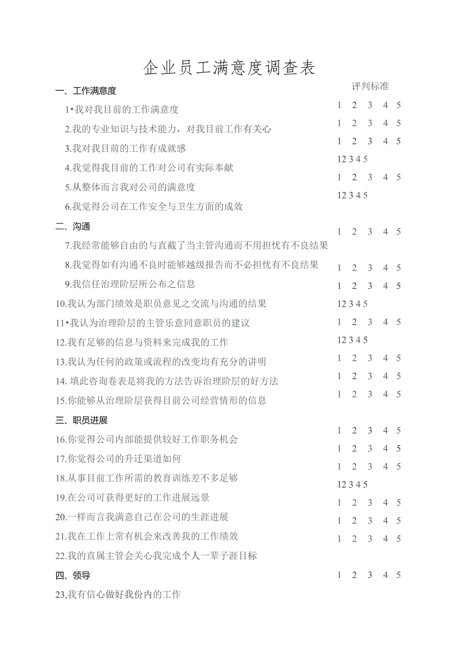 员工对企业满意度调查表.docx_第1页