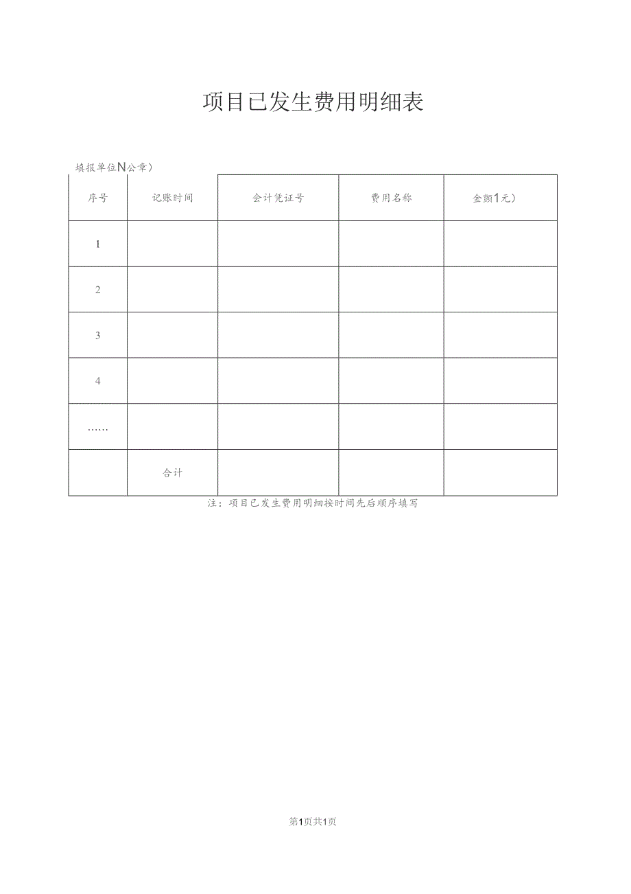 项目已发生费用明细表（2013年）.docx_第1页