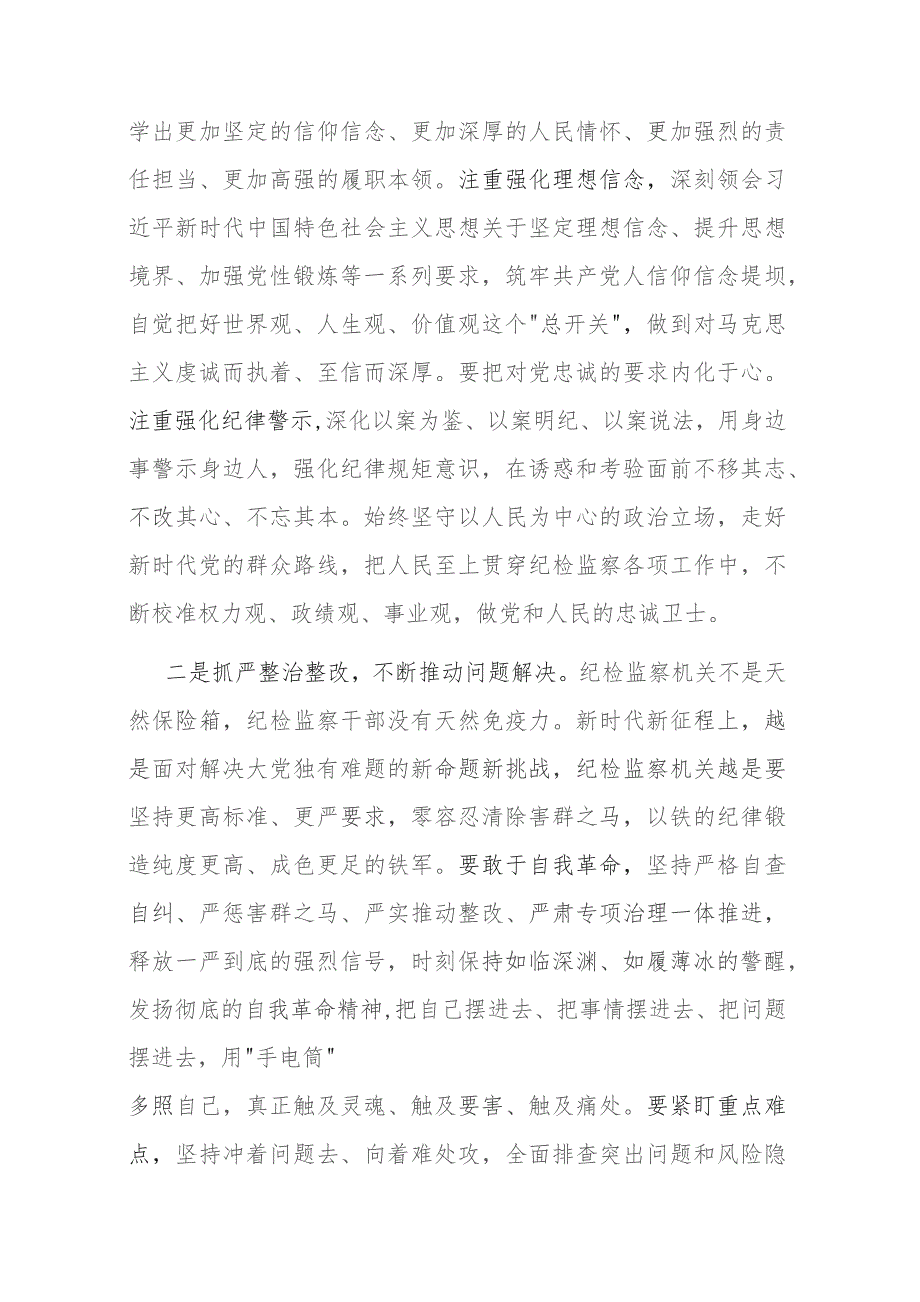 市纪委监委办公厅主任纪检监察干部队伍教育整顿研讨发言(二篇).docx_第2页