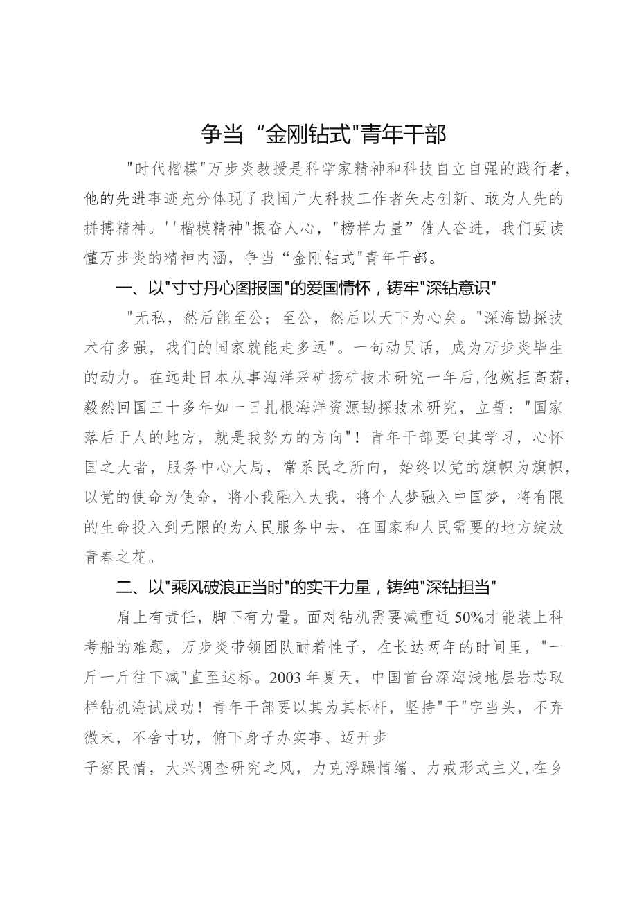 座谈发言：争当“金刚钻式”青年干部.docx_第1页