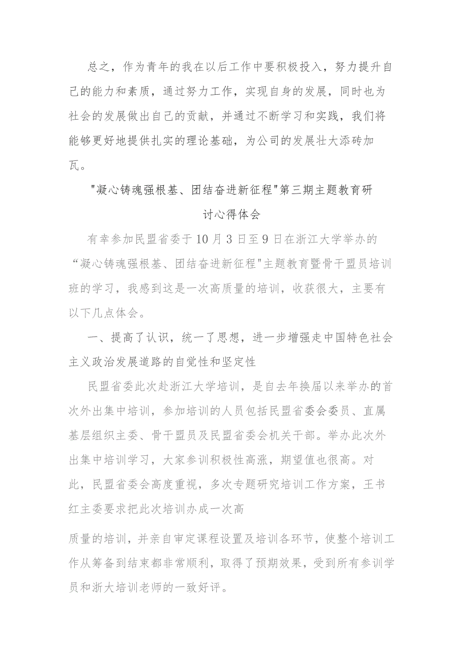 3篇“凝心铸魂强根基、团结奋进新征程”第三期主题教育研讨心得体会.docx_第3页