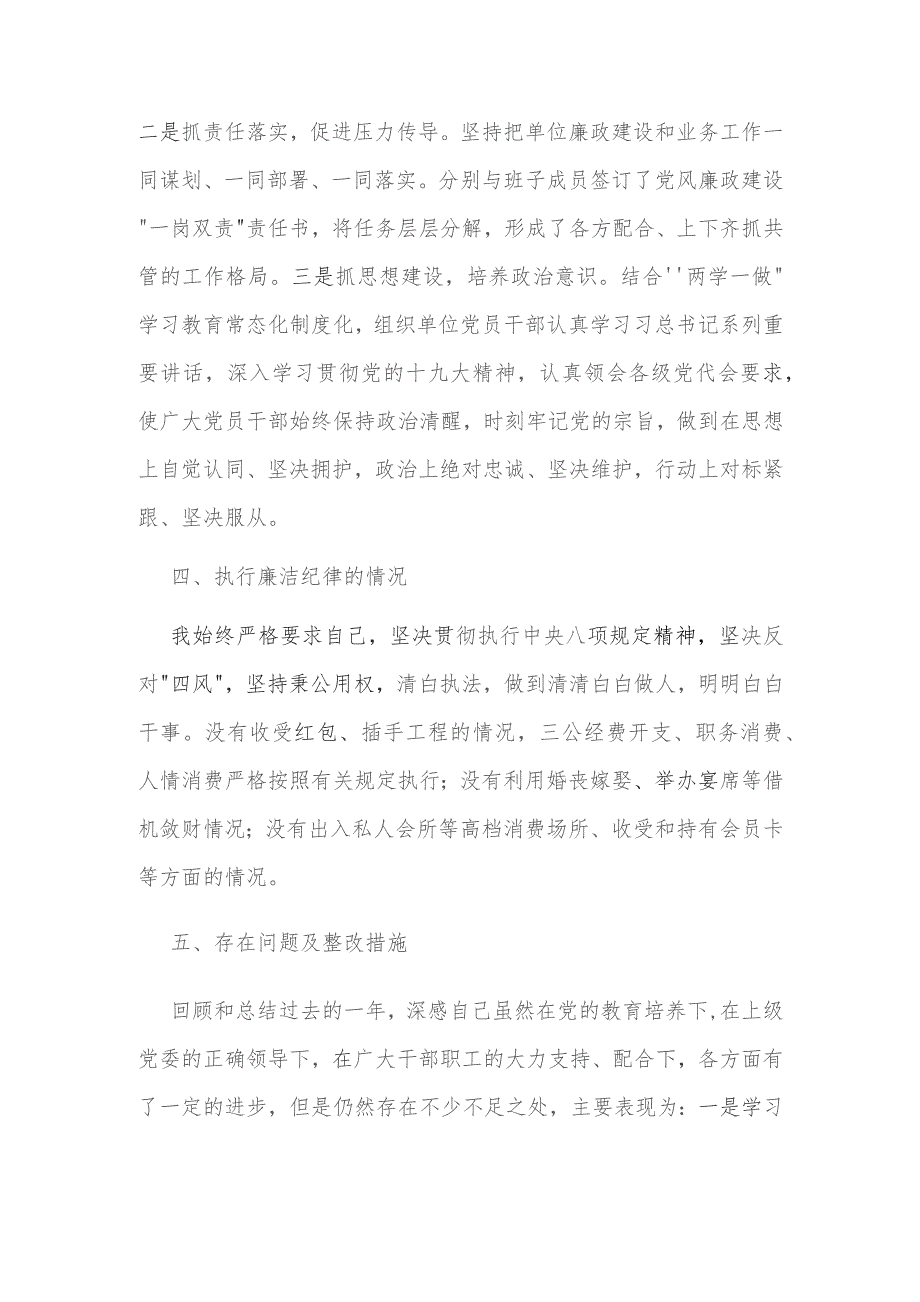 个人履行管党治党责任和执行廉洁纪律等述责述廉报告.docx_第3页