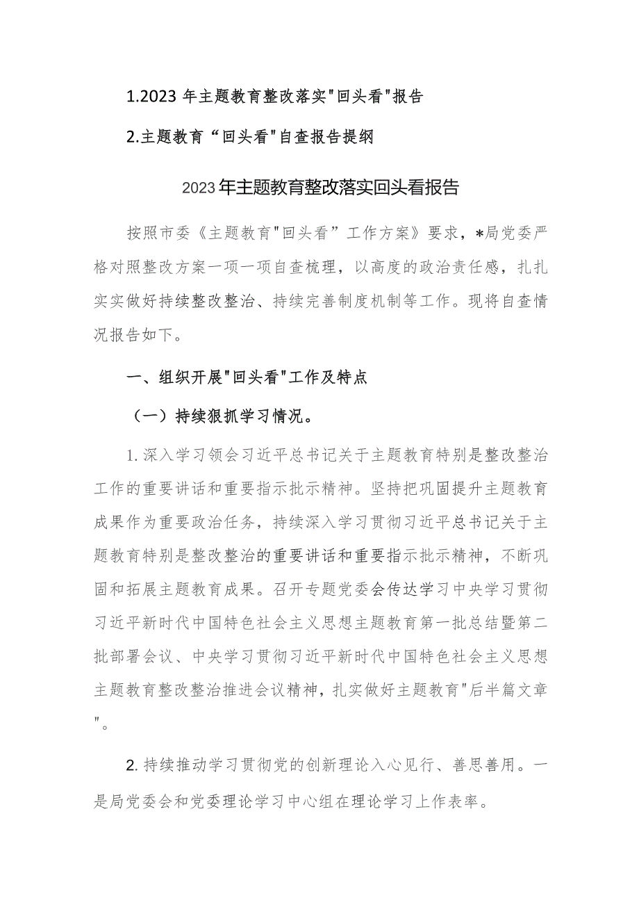 2023年主题教育整改落实“回头看”报告范文2篇.docx_第1页