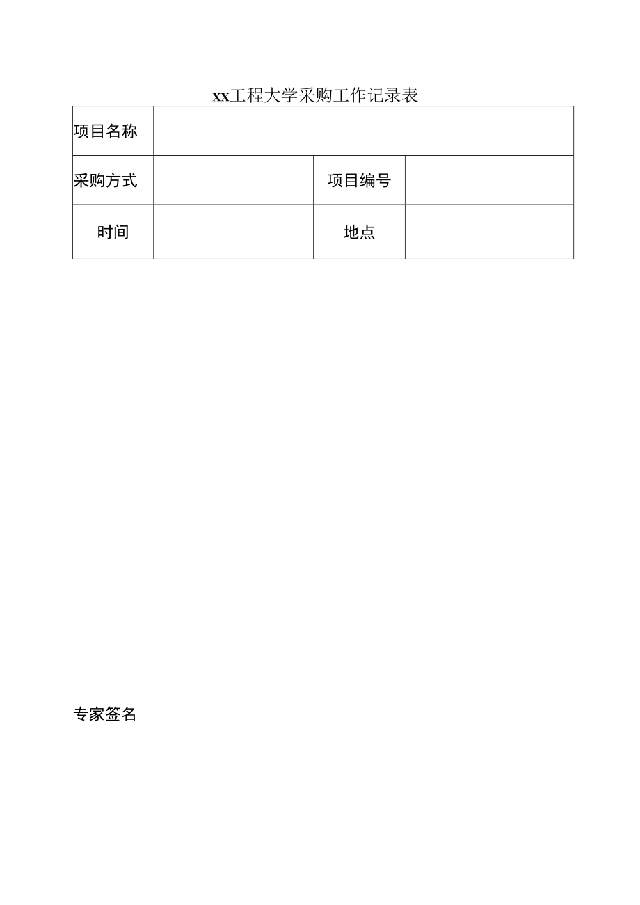 xx工程大学采购工作记录表.docx_第1页