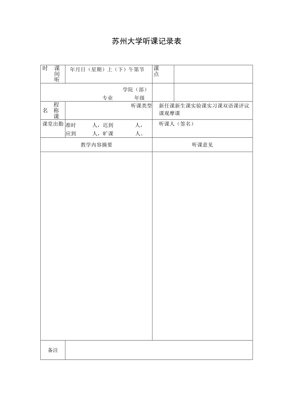 苏州大学听课记录表.docx_第1页