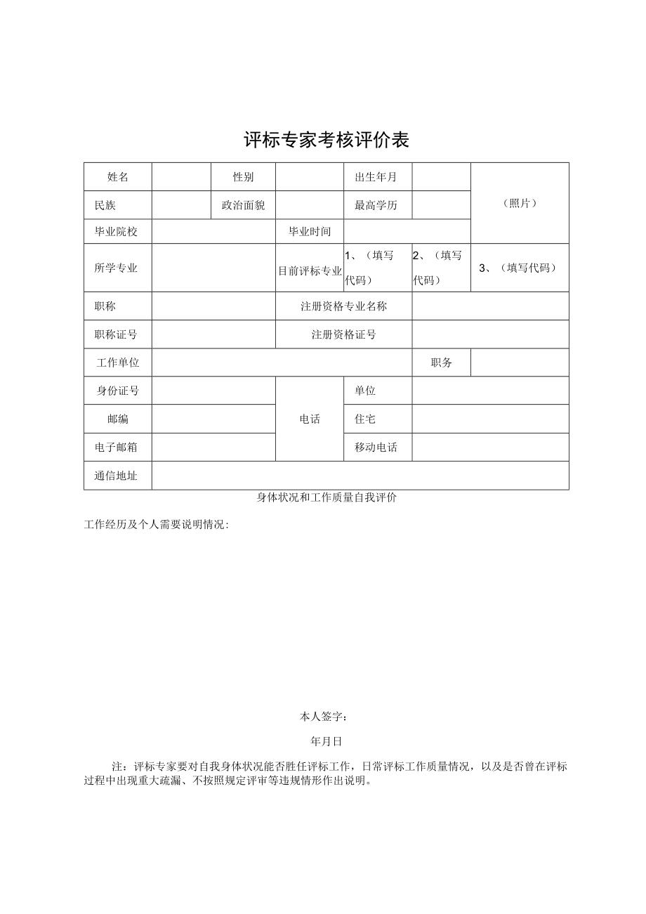 评标专家考核评价表.docx_第1页