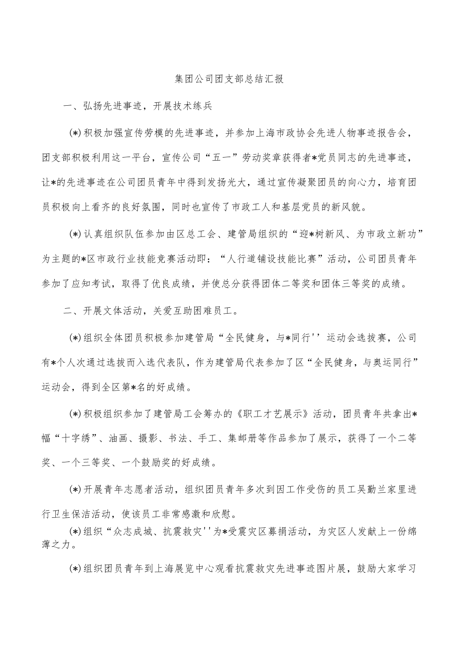 集团公司团支部总结汇报.docx_第1页