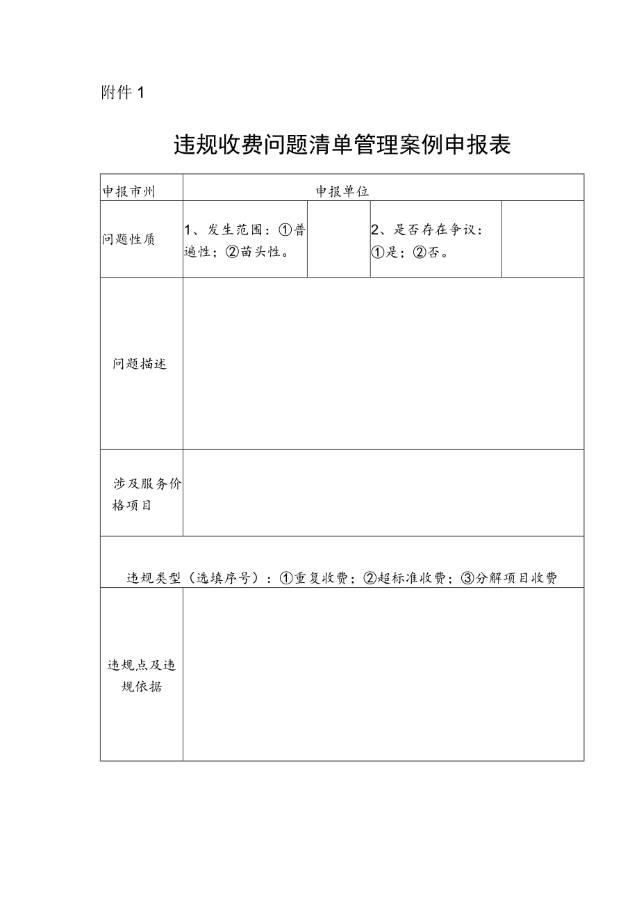 湖南省医保定点医疗机构违规收费问题清单管理案例申报表.docx_第1页