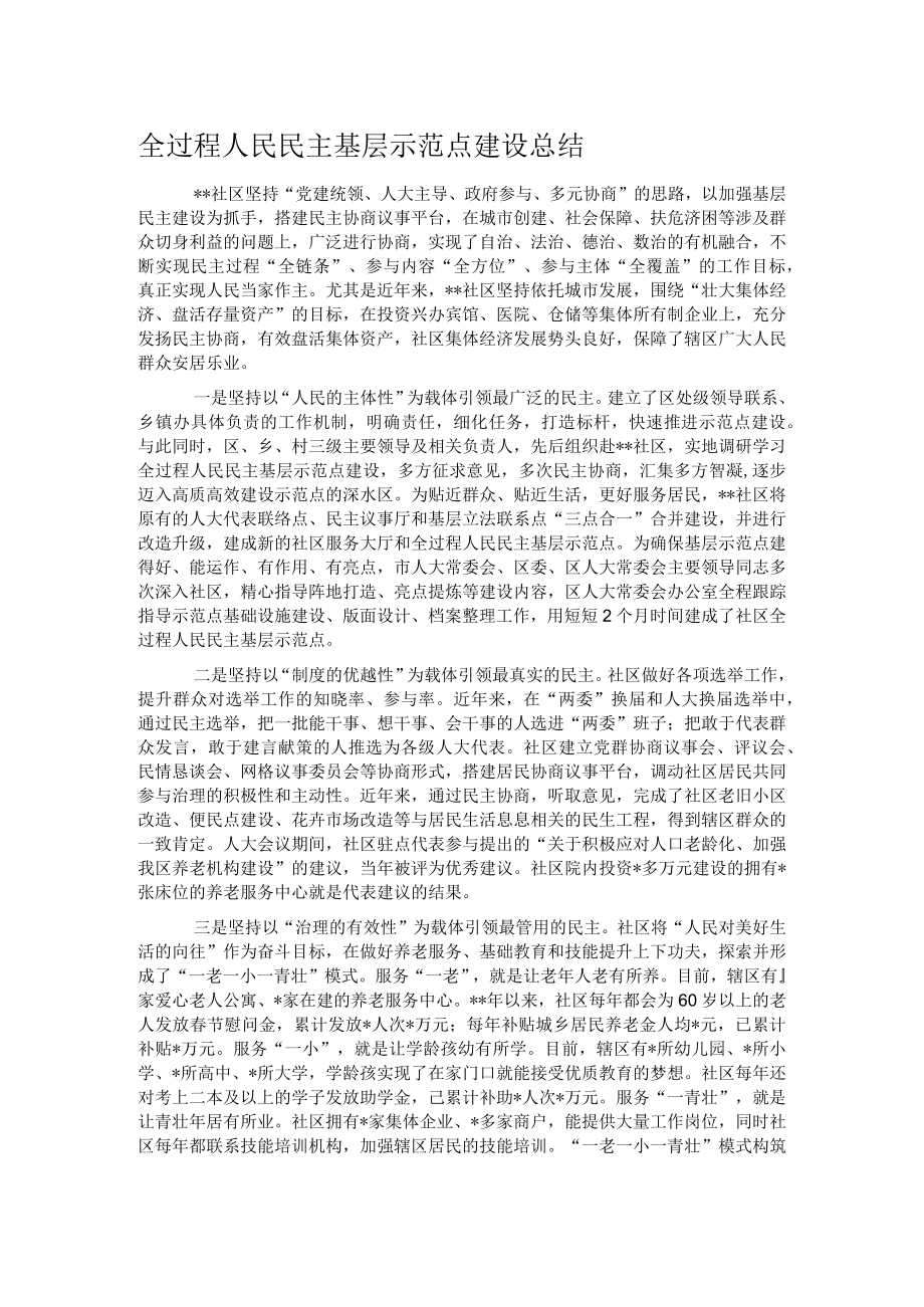 全过程人民民主基层示范点建设总结.docx_第1页