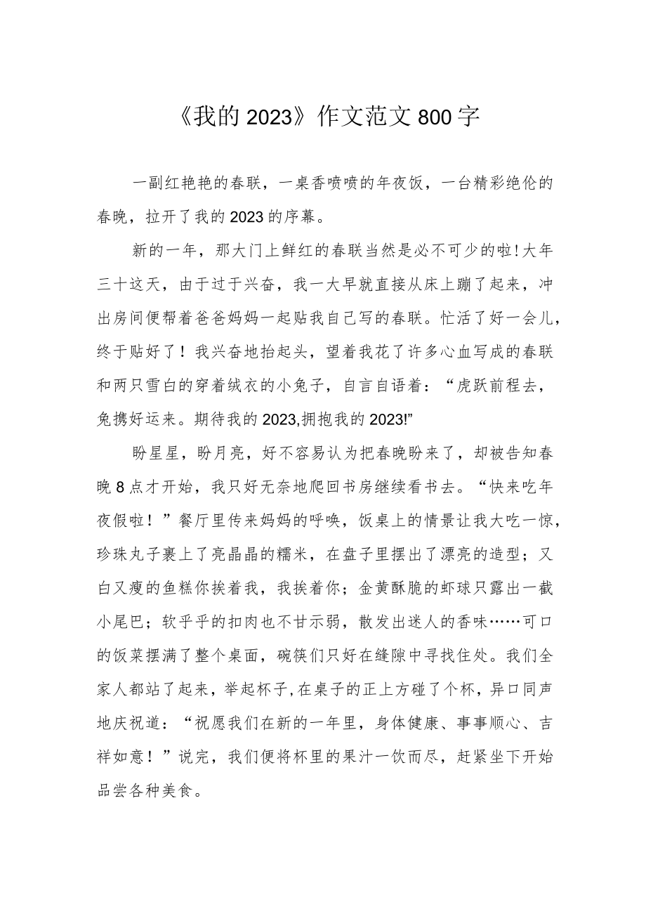 《我的2023》作文 范文 800字.docx_第1页