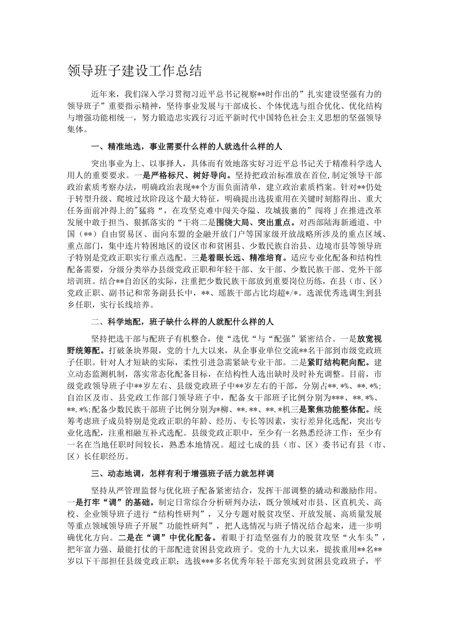 领导班子建设工作总结.docx_第1页