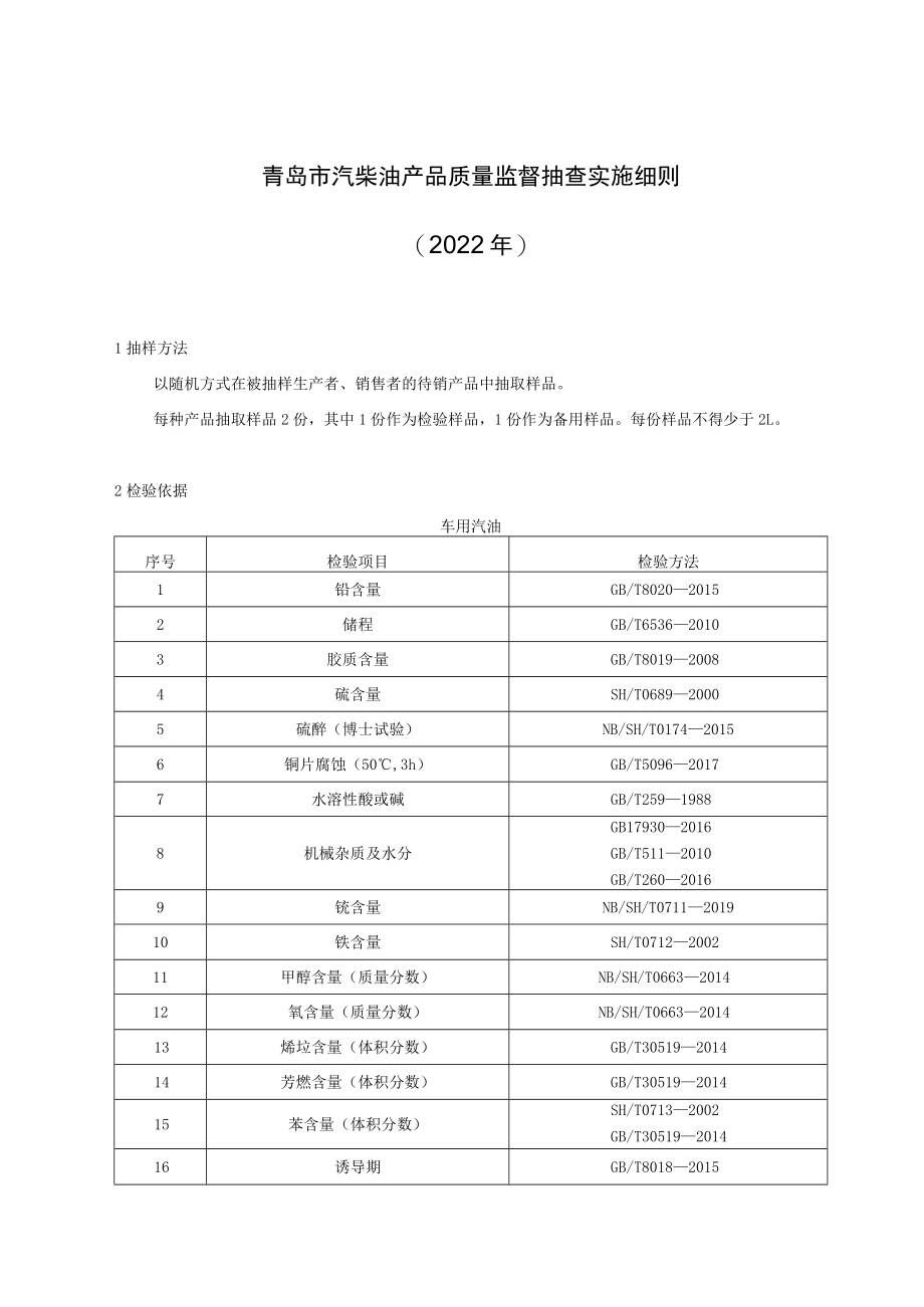 青岛市汽柴油产品质量监督抽查实施细则2022年.docx_第1页