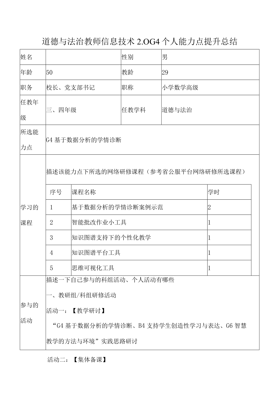 道德与法治教师信息技术2.0 G4个人能力点提升总结.docx_第1页