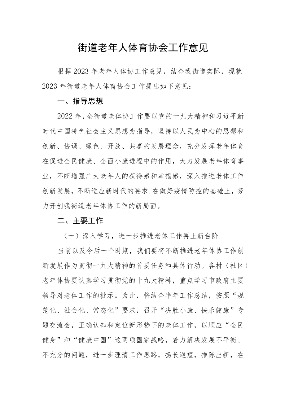 街道老年人体育协会工作意见.docx_第1页