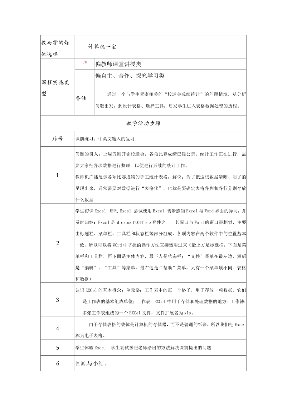 初识EXCEL 教学设计.docx_第2页