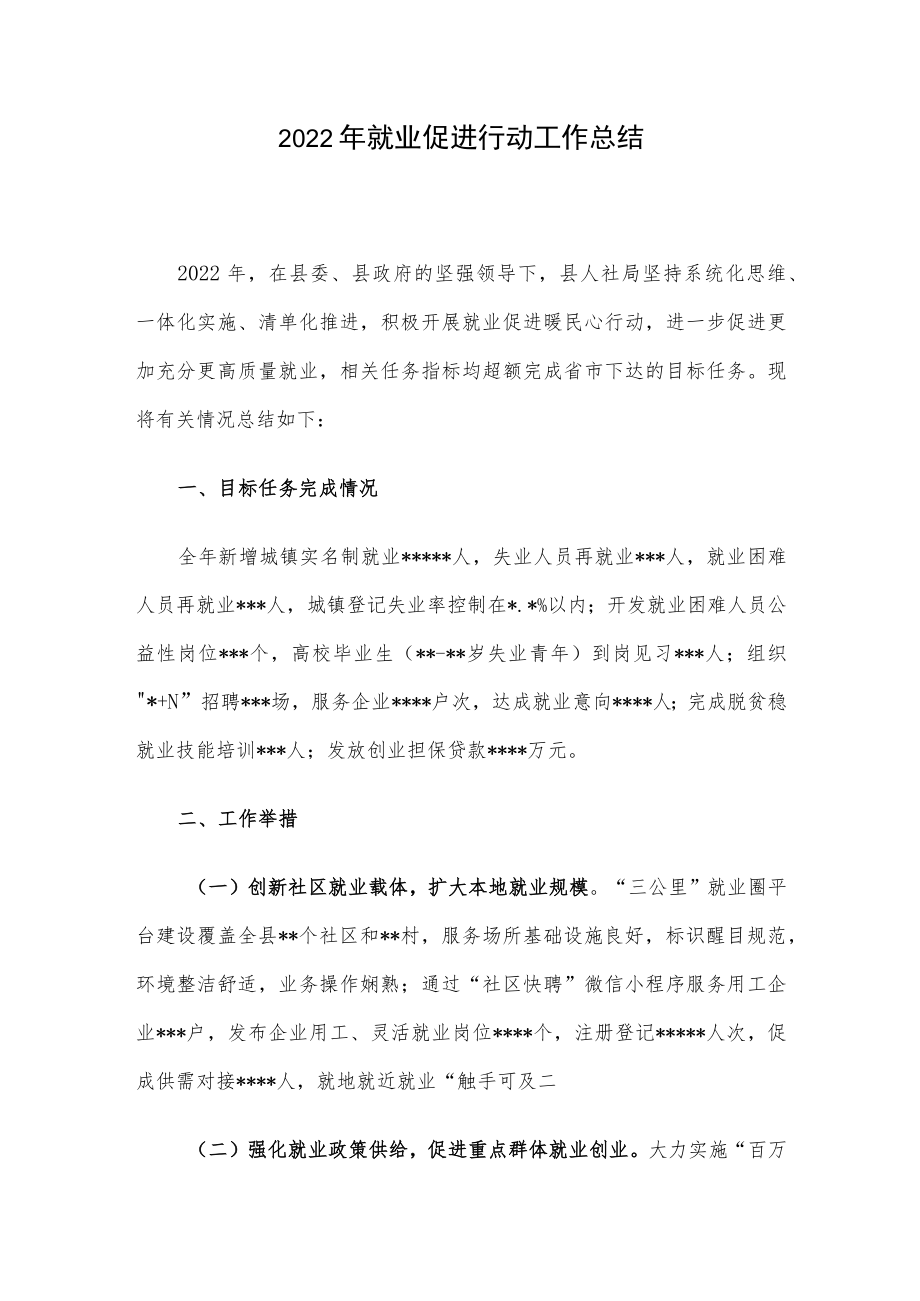 2022年就业促进行动工作总结.docx_第1页