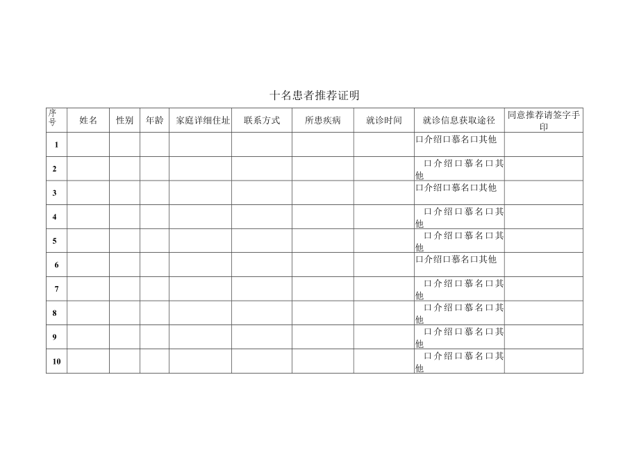 十名患者推荐证明.docx_第1页