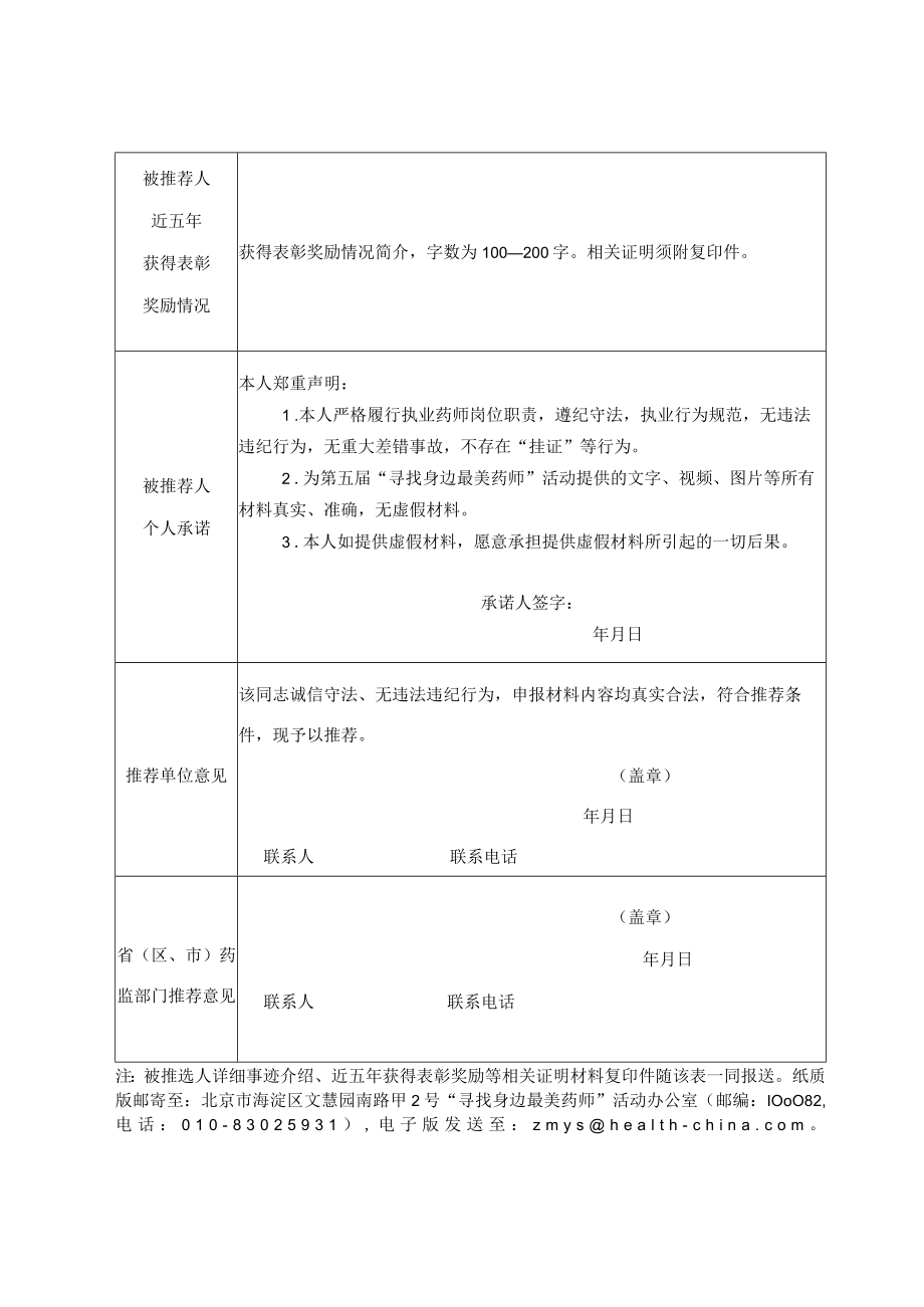 第五届“寻找身边最美药师”活动最美药师推荐表.docx_第2页