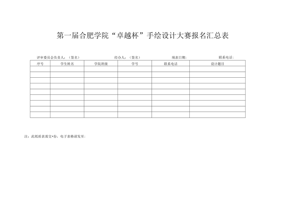 第一届合肥学院“卓越杯”手绘设计大赛报名汇总表.docx_第1页