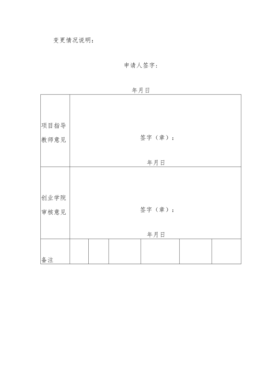 学院大学生创新创业项目团队信息变更申请表.docx_第2页