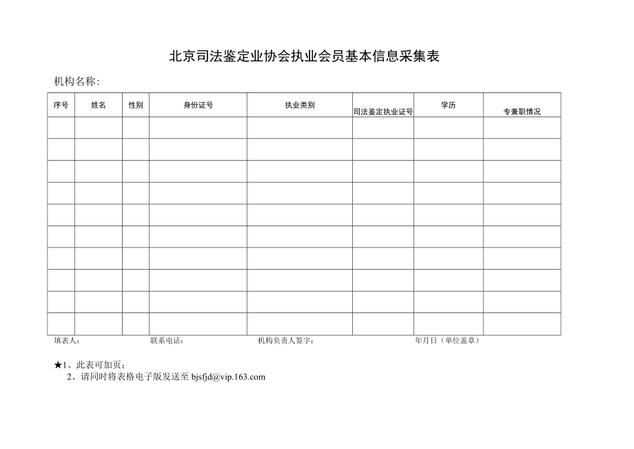 北京司法鉴定业协会执业会员基本信息采集表.docx_第1页