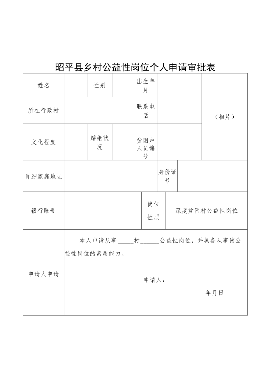 昭平县乡村公益性岗位个人申请审批表.docx_第1页