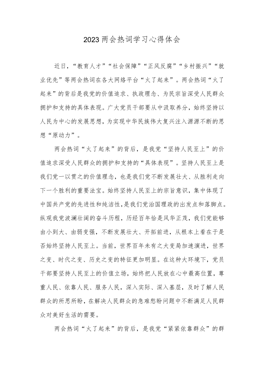 2023两会热词学习心得体会.docx_第1页