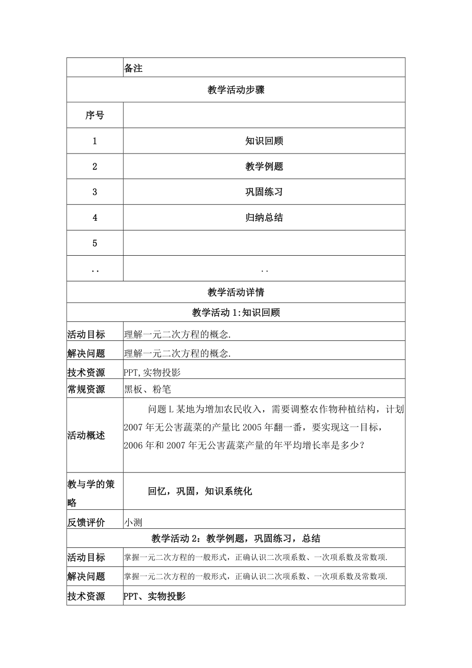 一元二次方程的概念 教学设计.docx_第2页