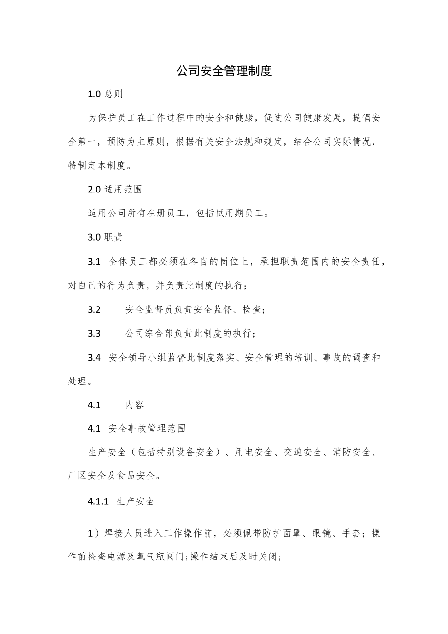 公司安全管理制度（三页）.docx_第1页