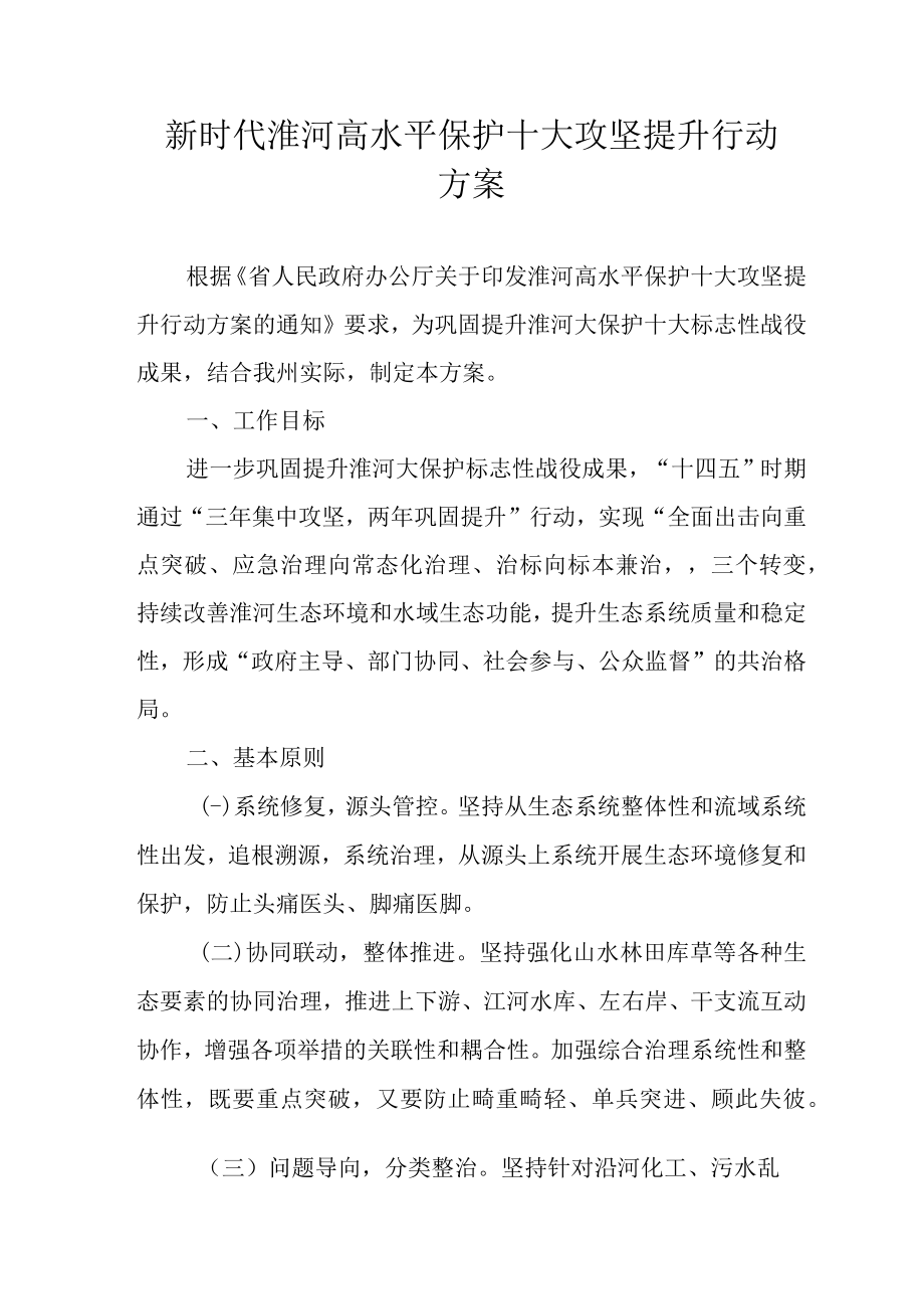 新时代淮河高水平保护十大攻坚提升行动方案.docx_第1页