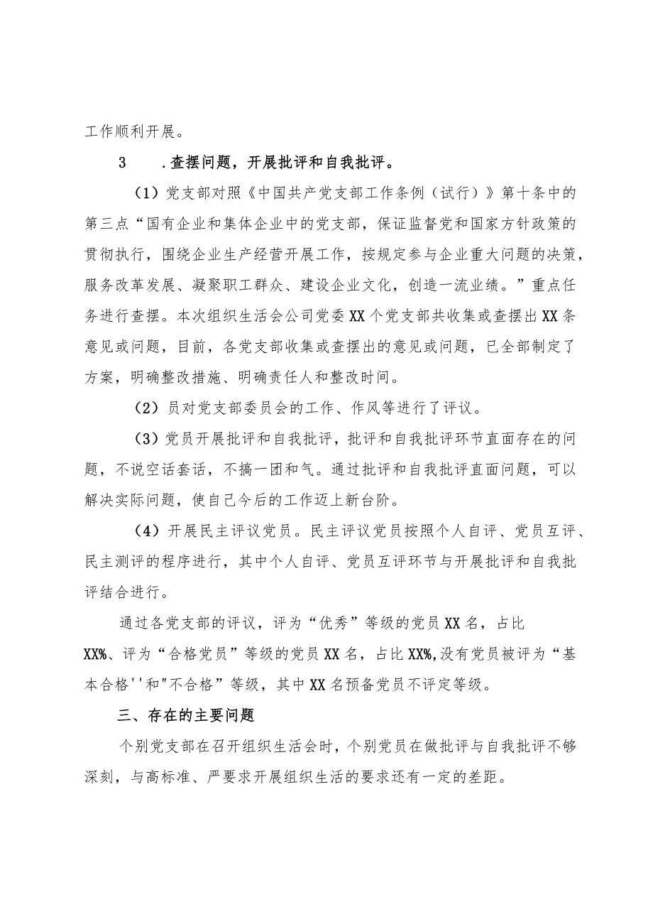 年度组织生活会和民主评议党员情况综合报告（集团公司党委）.docx_第3页