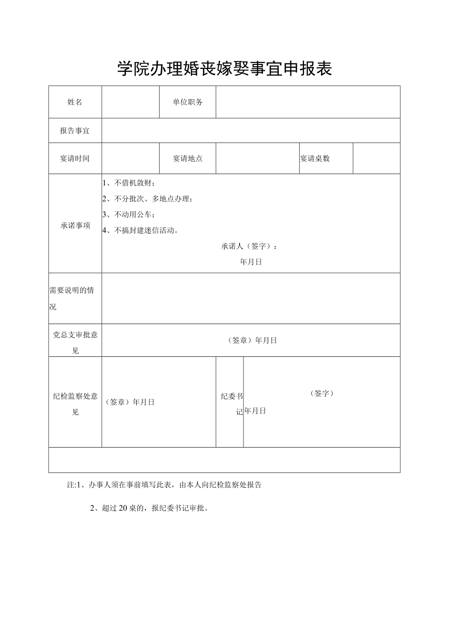 学院办理婚丧嫁娶事宜申报表.docx_第1页