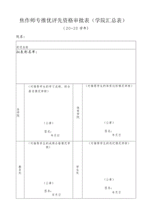 焦作师专推优评先资格审批表学院汇总表.docx