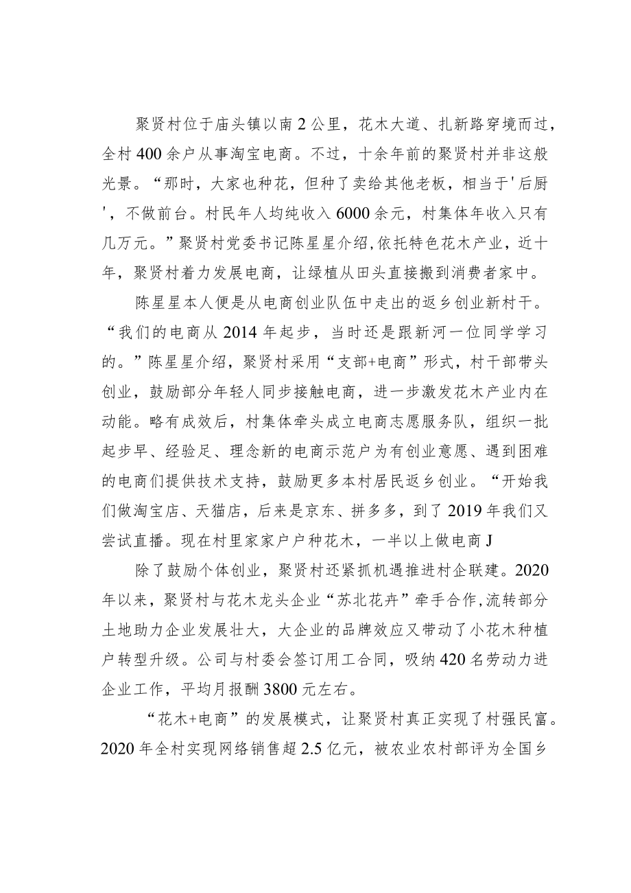 某某县庙头镇聚贤村花木＋电商铺就富民路经验交流材料.docx_第3页