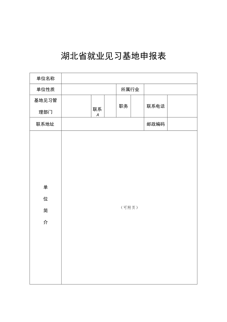 湖北省就业见习基地申报表、牌匾制作标准、就业见习协议书、人员考核表、补贴资金承诺书.docx_第1页